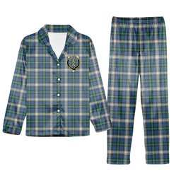 ScotsTee Shop Scottish McDowall Modern Crest Tartan Pajama Satin Velvet Flannel Pajama Set