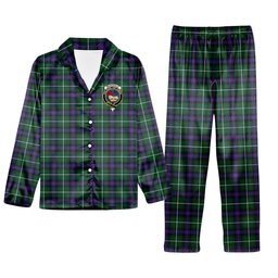 ScotsTee Shop Scottish McDonald of the Isles Hunting Modern Crest Tartan Pajama Satin Velvet Flannel Pajama Set