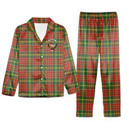 ScotsTee Shop Scottish McDonald of Kingsburgh Modern Crest Tartan Pajama Satin Velvet Flannel Pajama Set