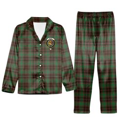 ScotsTee Shop Scottish McFie Hunting Modern Crest Tartan Pajama Satin Velvet Flannel Pajama Set