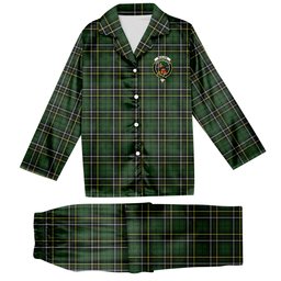ScotsTee Shop Scottish McAlpin Modern Crest Tartan Pajama Satin Velvet Flannel Pajama Set