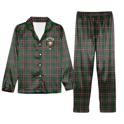 ScotsTee Shop Scottish McFarland Hunting Crest Tartan Pajama Satin Velvet Flannel Pajama Set