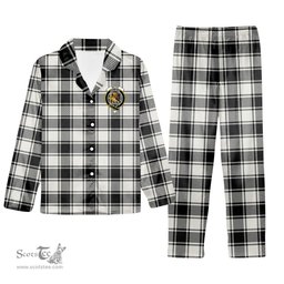 ScotsTee Shop Scottish McFie Black & White Ancient Crest Tartan Pajama Satin Velvet Flannel Pajama Set