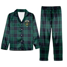 ScotsTee Shop Scottish Marshall Modern Crest Tartan Pajama Satin Velvet Flannel Pajama Set
