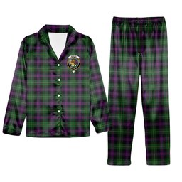 ScotsTee Shop Scottish Martin Hunting Crest Tartan Pajama Satin Velvet Flannel Pajama Set