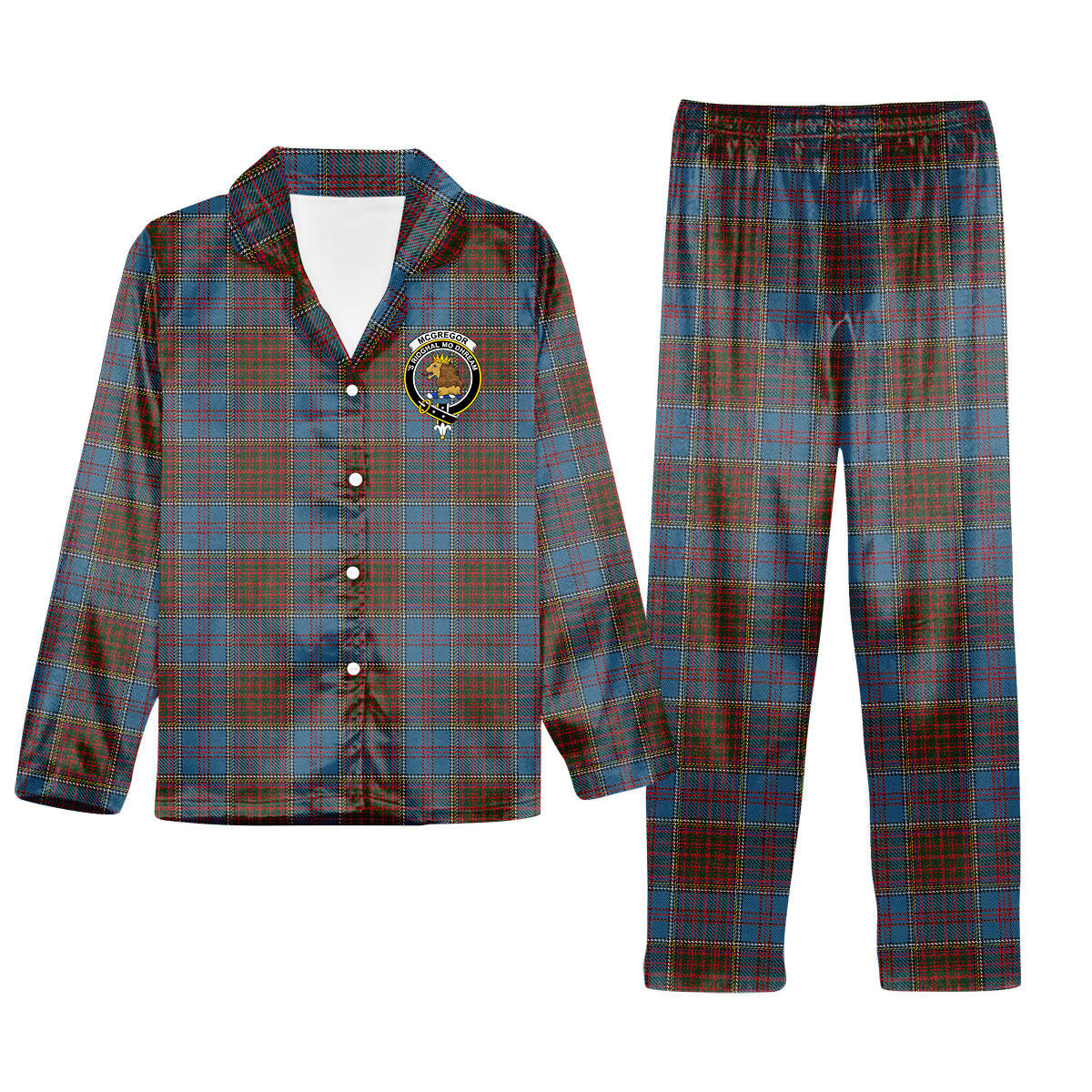 ScotsTee Shop Scottish McGregor Hastie Crest Tartan Pajama Satin Velvet Flannel Pajama Set