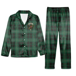 ScotsTee Shop Scottish McAuley Hunting Ancient Crest Tartan Pajama Satin Velvet Flannel Pajama Set