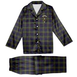 ScotsTee Shop Scottish McClelland Modern Crest Tartan Pajama Satin Velvet Flannel Pajama Set