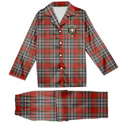 ScotsTee Shop Scottish McFarlane Red Ancient Crest Tartan Pajama Satin Velvet Flannel Pajama Set