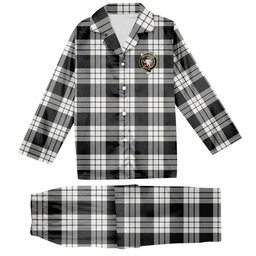 ScotsTee Shop Scottish McFarlane Black White Crest Tartan Pajama Satin Velvet Flannel Pajama Set