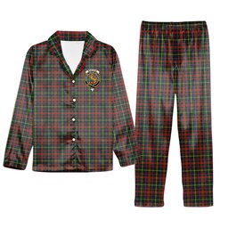 ScotsTee Shop Scottish McIntosh Hunting Modern Crest Tartan Pajama Satin Velvet Flannel Pajama Set