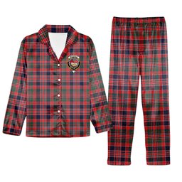 ScotsTee Shop Scottish McDonald of Boisdale Modern Crest Tartan Pajama Satin Velvet Flannel Pajama Set
