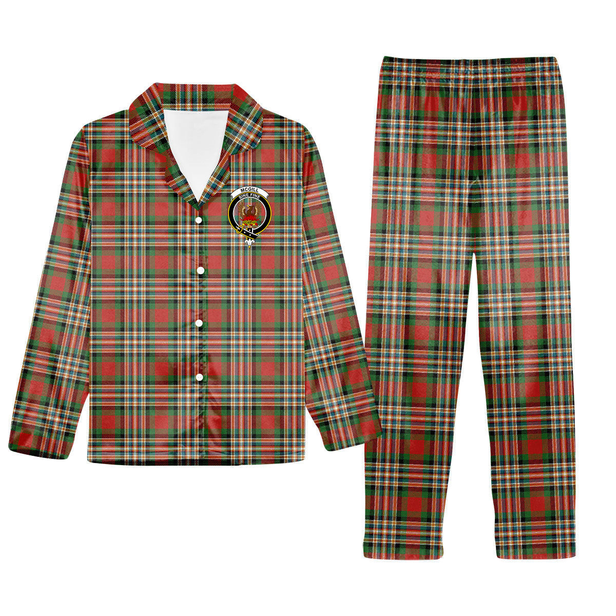 ScotsTee Shop Scottish McGill Ancient Crest Tartan Pajama Satin Velvet Flannel Pajama Set