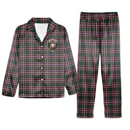 ScotsTee Shop Scottish McFarland Hunting Modern Crest Tartan Pajama Satin Velvet Flannel Pajama Set