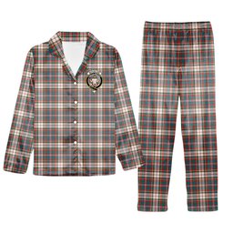 ScotsTee Shop Scottish McFarland Dress Ancient Crest Tartan Pajama Satin Velvet Flannel Pajama Set
