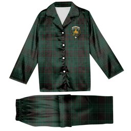 ScotsTee Shop Scottish McGillivray Hunting Modern Crest Tartan Pajama Satin Velvet Flannel Pajama Set