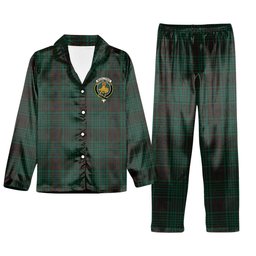 ScotsTee Shop Scottish McGillivray Hunting Modern Crest Tartan Pajama Satin Velvet Flannel Pajama Set