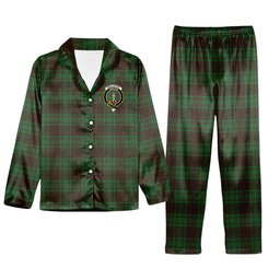 ScotsTee Shop Scottish McAlister of Glenbarr Hunting Crest Tartan Pajama Satin Velvet Flannel Pajama Set