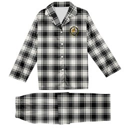 ScotsTee Shop Scottish McFie Black & White Modern Crest Tartan Pajama Satin Velvet Flannel Pajama Set