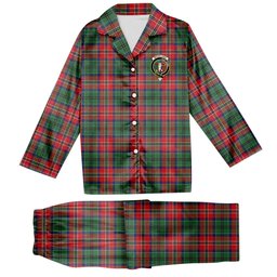 ScotsTee Shop Scottish McCulloch Modern Crest Tartan Pajama Satin Velvet Flannel Pajama Set