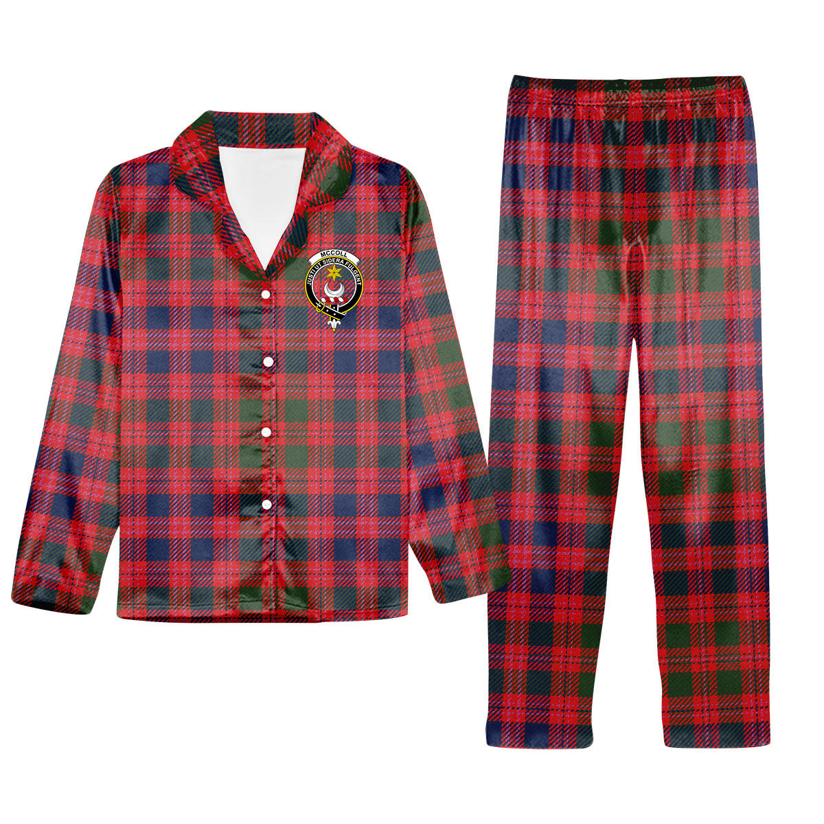 ScotsTee Shop Scottish McColl Old Modern Crest Tartan Pajama Satin Velvet Flannel Pajama Set