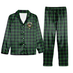 ScotsTee Shop Scottish McDonald of The Isles Crest Tartan Pajama Satin Velvet Flannel Pajama Set