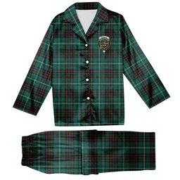 ScotsTee Shop Scottish McAulay of Lewis Modern Crest Tartan Pajama Satin Velvet Flannel Pajama Set