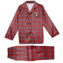 ScotsTee Shop Scottish McFarland Modern Crest Tartan Pajama Satin Velvet Flannel Pajama Set