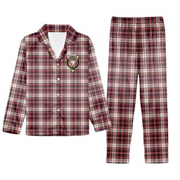 ScotsTee Shop Scottish McFarlane Dress Modern Crest Tartan Pajama Satin Velvet Flannel Pajama Set