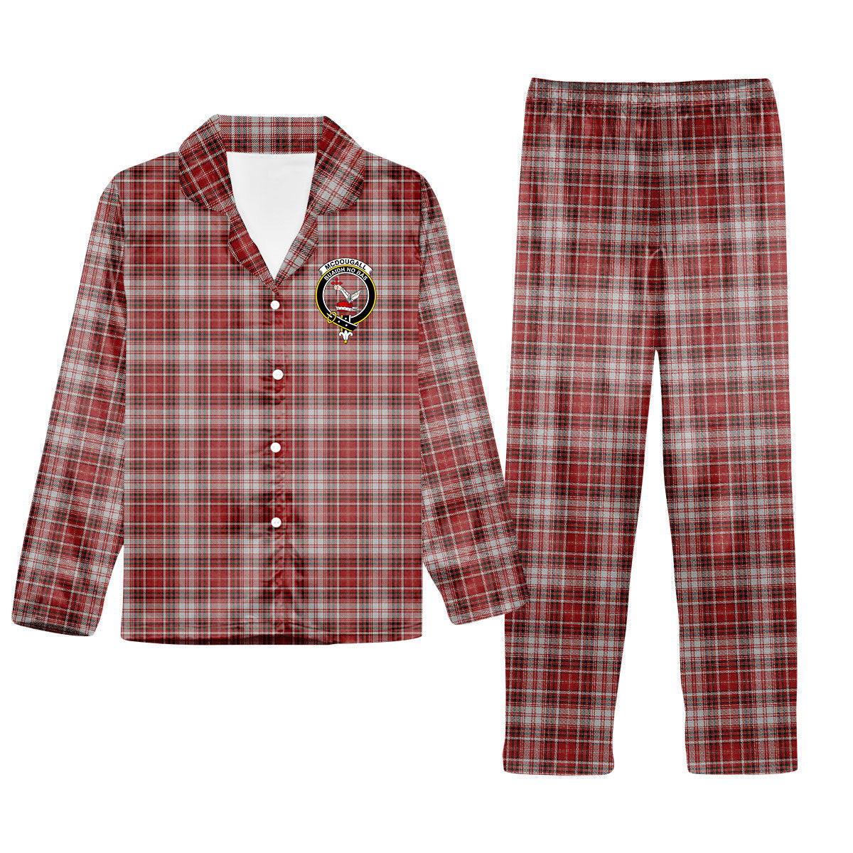 ScotsTee Shop Scottish McDougall Dress Crest Tartan Pajama Satin Velvet Flannel Pajama Set