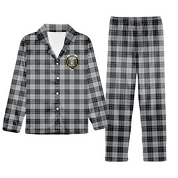 ScotsTee Shop Scottish McRae Dress Crest Tartan Pajama Satin Velvet Flannel Pajama Set