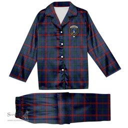 ScotsTee Shop Scottish Montgomery of Ayrshire Modern Crest Tartan Pajama Satin Velvet Flannel Pajama Set
