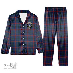 ScotsTee Shop Scottish Montgomery of Ayrshire Modern Crest Tartan Pajama Satin Velvet Flannel Pajama Set