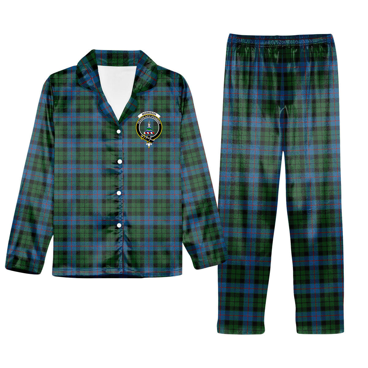 ScotsTee Shop Scottish Morrison Society Crest Tartan Pajama Satin Velvet Flannel Pajama Set