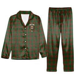 ScotsTee Shop Scottish Menzies Crest Tartan Pajama Satin Velvet Flannel Pajama Set