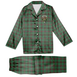 ScotsTee Shop Scottish McKinnon Hunting Ancient Crest Tartan Pajama Satin Velvet Flannel Pajama Set