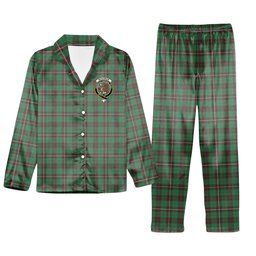 ScotsTee Shop Scottish McKinnon Hunting Ancient Crest Tartan Pajama Satin Velvet Flannel Pajama Set