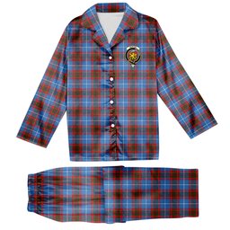 ScotsTee Shop Scottish Newton Crest Tartan Pajama Satin Velvet Flannel Pajama Set