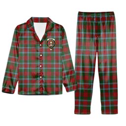 ScotsTee Shop Scottish Menzies 2 Crest Tartan Pajama Satin Velvet Flannel Pajama Set