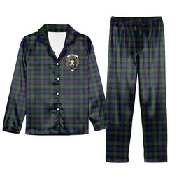 ScotsTee Shop Scottish Murray of Atholl Crest Tartan Pajama Satin Velvet Flannel Pajama Set