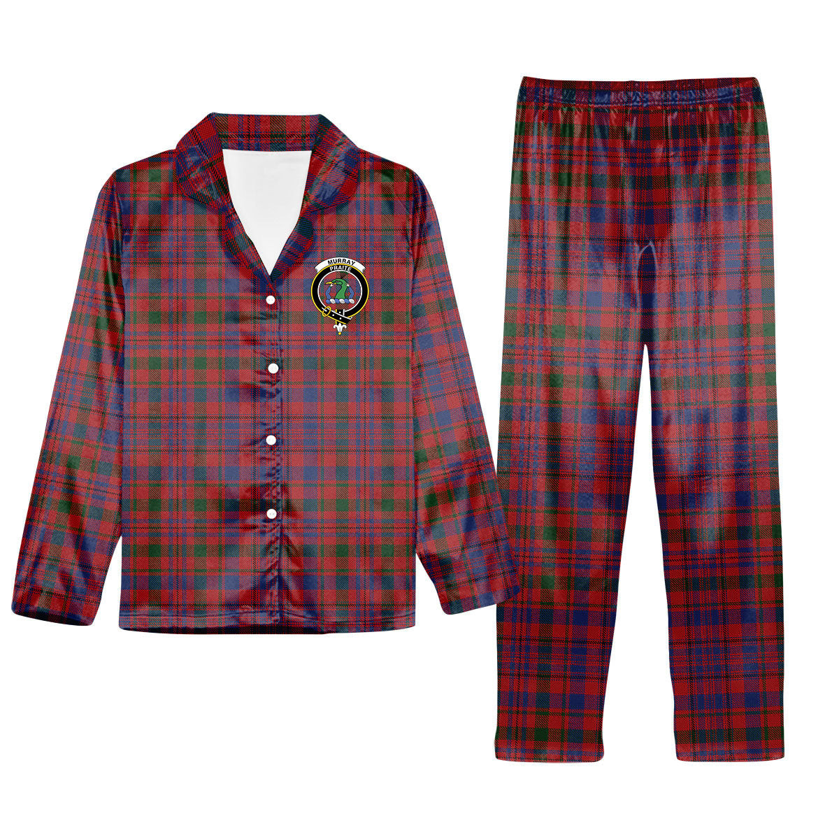 ScotsTee Shop Scottish Murray of Tullibardine Crest Tartan Pajama Satin Velvet Flannel Pajama Set