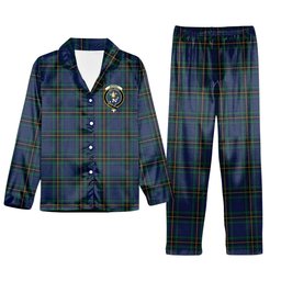 ScotsTee Shop Scottish Murray of Elibank Modern Crest Tartan Pajama Satin Velvet Flannel Pajama Set