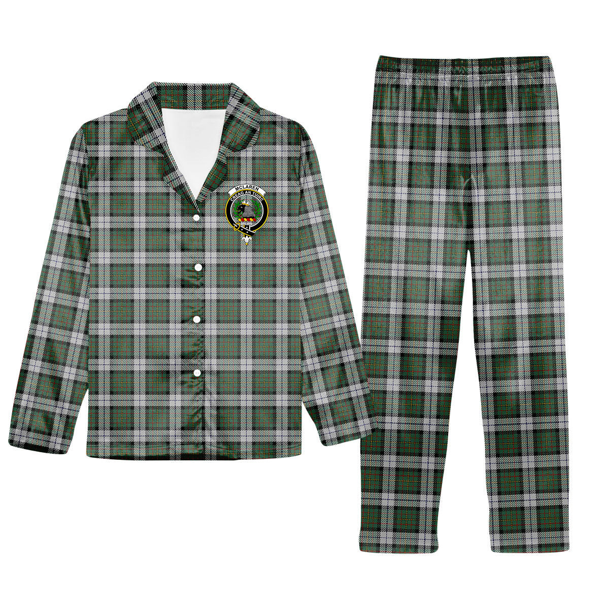 ScotsTee Shop Scottish McLaren Dress Crest Tartan Pajama Satin Velvet Flannel Pajama Set