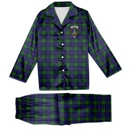 ScotsTee Shop Scottish McKinlay Modern Crest Tartan Pajama Satin Velvet Flannel Pajama Set