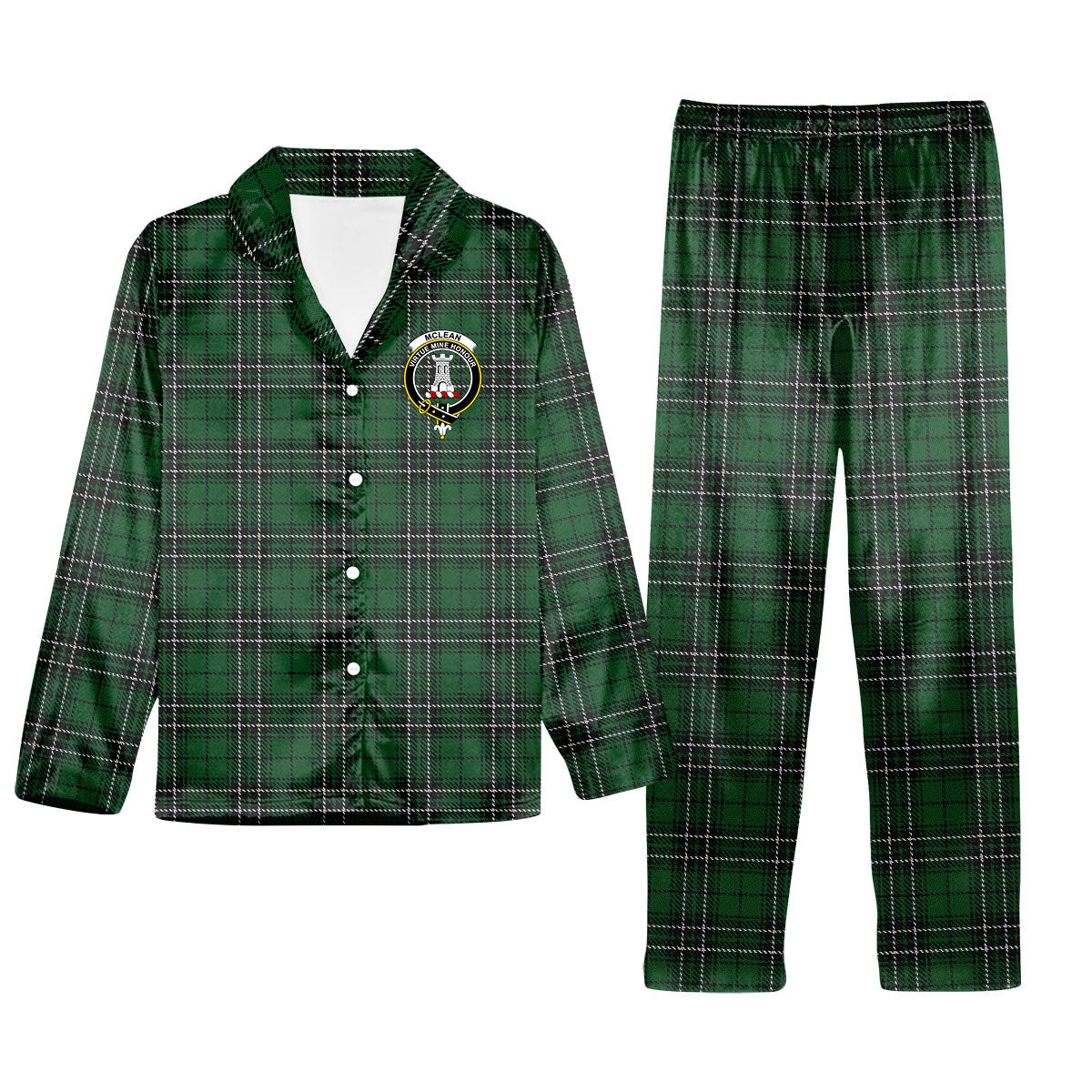 ScotsTee Shop Scottish McLean of Duart Hunting Crest Tartan Pajama Satin Velvet Flannel Pajama Set