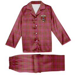 ScotsTee Shop Scottish McLeod Red Ancient Crest Tartan Pajama Satin Velvet Flannel Pajama Set