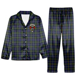 ScotsTee Shop Scottish McLeod of Harris Modern Crest Tartan Pajama Satin Velvet Flannel Pajama Set
