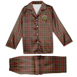 ScotsTee Shop Scottish McKintosh Hunting Weathered Crest Tartan Pajama Satin Velvet Flannel Pajama Set
