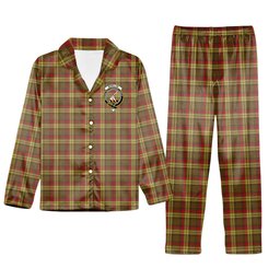 ScotsTee Shop Scottish McMillan Old Weathered Crest Tartan Pajama Satin Velvet Flannel Pajama Set