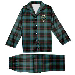ScotsTee Shop Scottish Nairn Ancient Crest Tartan Pajama Satin Velvet Flannel Pajama Set